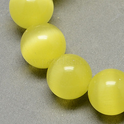 Katzenauge Perlen Stränge, Runde, Gelb, 14 mm, Bohrung: 2 mm, ca. 28 Stk. / Strang, 14.1 Zoll