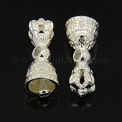 Vacuum Plating Brass Beads, Dorje Vajra for Buddha Jewelry, Silver, 19~20x6x6mm, Hole: 1.5mm