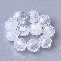Acrylic Beads, Imitation Gemstone, Faceted, Round, Clear & White, 6mm, Hole: 1.6mm
