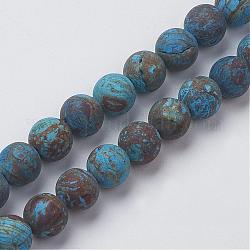 Natur chrysocolla runde Perle Stränge, gefärbt und erhitzt, matt, 12 mm, Bohrung: 1.5 mm, ca. 30 Stk. / Strang, 15.5 Zoll (39.5 cm)