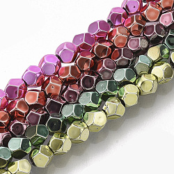 Electroplate Non-magnetic Synthetic Hematite Beads Strands, Faceted, Polygon, Mixed Color, 4x4x4mm, Hole: 0.5mm, about 100~102pcs/strand, 15.94 inch(40.5cm)