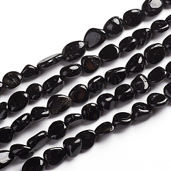Natürliche schwarze Turmalin Perlen Stränge, getrommelt Stein, Nuggets, 6.5~9.5x5.5~7.5x3.5~5.5 mm, Bohrung: 0.8 mm, ca. 50 Stk. / Strang, 15.67 Zoll (39.8 cm)