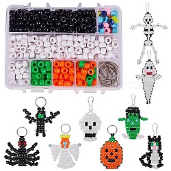 SUNNYCLUE DIY Keychain, Resin Large Hole Beads, Iron Key Clasp Findings and Polyester Cord, Halloween Style, Platinum, Plastic Boxes: 14x10.8x3cm