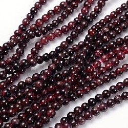 Perles en pierres gemme, rouge grenat, Grade b, ronde, rouge foncé, environ 4 mm de diamètre, trou: environ 0.8 mm, 15~16 pouce