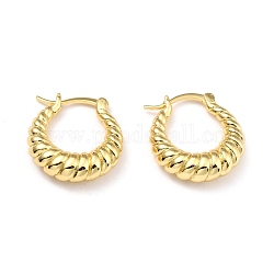Brass Hoop Earrings, Long-Lasting Plated, Oval, Real 18K Gold Plated, 20.3x18.3x5.4mm, Pin: 1mm