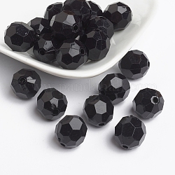 Opake Legierung Perlen, facettiert rund, Schwarz, Größe: ca. 14 mm in Durchmesser, Bohrung: 2 mm, ca. 340 Stk. / 500 g
