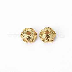 Brass Bead Caps, 6-Petal, Flower, Real 18K Gold Plated, 6x2.5mm, Hole: 1.4mm