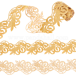 Fingerinspire 2m ポリエステル刺繍 フローラルトリミング  中空トリムにアイロン/縫い付け  衣装装飾用  ゴールド  65x0.8mm