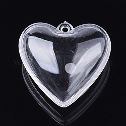 Ciondoli di plastica, cuore, chiaro, 29x30x18mm, Foro: 1.8 mm, diametro interno: 21x26mm
