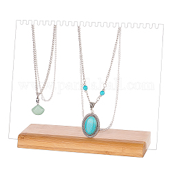Акриловые доски для ожерелья, с дерева базы, держатель для ожерелий, прямоугольные, прозрачные, готовый продукт: 7.1x25x21 см