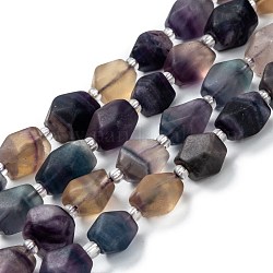 Natural Fluorite Beads Strands, with Seed Beads, Faceted, Polygon, 10~17x8~14x8~12mm, Hole: 1.6mm, about 25pcs/strand, 15.35 inch(39cm)