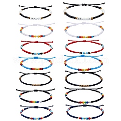14Pcs 14 Style Glass Seed & 303 Stainless Steel Braided Bead Bracelets and Anklets Set, Friendship Jewelry for Women, Mixed Color, Inner Diameter: 1.97~3.27 inch(5~8.3mm), 2.76~3.78 inch(7~9.6cm), 1Pc/style