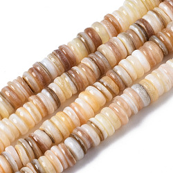 Natural Freshwater Shell Beads Strands, Flat Round/Disc, Heishi Beads, 6x6x1.5~2mm, Hole: 1mm, about 210~218pcs/strand, 15~15.47 inch(38.1~39.3cm)