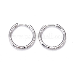 Ottone orecchini a cerchio Huggie, placcato di lunga durata, anello, Vero platino placcato, 16.5~17x2mm, ago :0.9mm