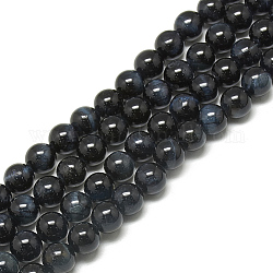 Natural Tiger Eye Beads Strands,  Dyed, Round, Prussian Blue, 6mm, Hole: 1mm, about 62~63pcs/strand, 14.7~14.9 inch