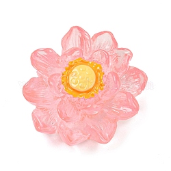 Cabochon luminosi decodificati in resina trasparente, bagliore nel fiore di loto scuro, per fare gioielli, roso, 22.5~23x9.5mm