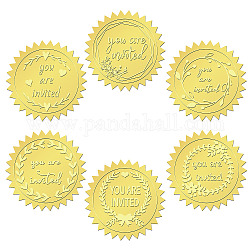 Craspire 6 Stile „You Are Invitation“-Aufkleber mit Goldfolienprägung, 2,[1] cm großer Zertifikat-Siegelaufkleber, rundes Etikett, selbstklebender Aufkleber für Hochzeit, Medaillenumschläge, Diplome, Auszeichnungen, Abschlussfeier