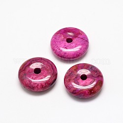 Dyed Natural Crazy Agate Pendants, Donut/Pi Disc, 25x8mm, Hole: 4mm