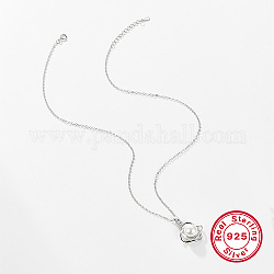 Collares con colgante de plata de ley chapada en rodio para mujer, con la perla, Platino, colgante: 925 pulgada (0.91 cm)