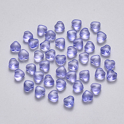 Transparente sprühlackierte Glasperlen, mit Glitzerpulver, Herz, mittelschieferblau, 6x6x4 mm, Bohrung: 0.7 mm
