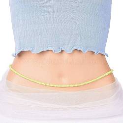 Cuentas de cintura, cadena de cintura elástica con cuentas de semillas de vidrio para mujer, amarillo verdoso, 31-1/2 pulgada (80 cm), abalorios: 5 mm