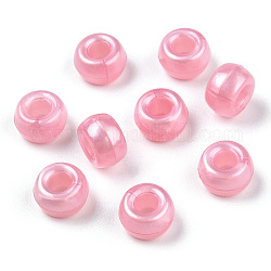 Cuentas de plástico perlado, barril, rosa perla, 9x6mm, agujero: 3.8 mm, aproximamente 1900 unidades / 500 g