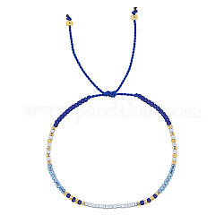 Bracelets de perles tressés en graines de verre, bracelet réglable, bleu, 11 pouce (28 cm)