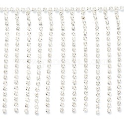 Glass Rhinestone Cup Chains, Tassel Chains, Wedding Dress Decorative Rhinestone Chains, Clear, 600~780x80x3mm