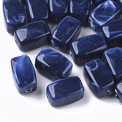 Abalorios de acrílico, estilo de imitación de piedras preciosas, cuboides, azul de Prusia, 13x7.5x7.5mm, agujero: 1.6 mm