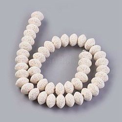 Brins de perles de pierre de lave naturelle, teinte, rondelle, blanc, 13~13.5x8.5~8.7mm, trou: 2.5mm, environ 46~47 pcs/chapelet, 15.5 pouces ~ 15.94 pouces (38.5~40.5 cm)