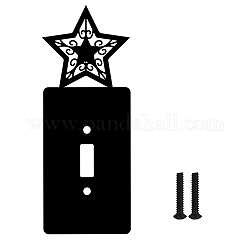 Железная крышка розетки выключателя света, украшение металлических переключателей, с винтами, прямоугольник со звездой, чёрные, 178x69 мм