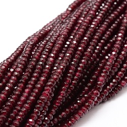 Dyed Natural Malaysia Jade Rondelle Beads Strands, Faceted, FireBrick, 4x2~3mm, Hole: 1mm, about 115pcs/strand, 14 inch