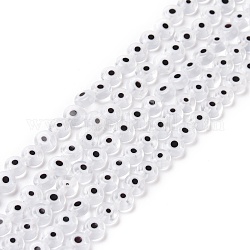 Perles vernissées manuelles, rond et plat avec des mauvais œil, clair, 4.5x2.5mm, Trou: 0.6mm, Environ 90~100 pcs/chapelet, 15.35''~15.75'' (39~40 cm)