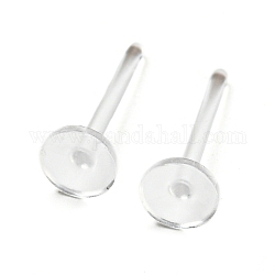 Accessoires de boucles d'oreilles en résine, plat rond, clair, 11x4mm, pin: 0.8 mm
