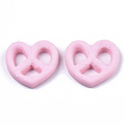 Cabujones decodificados de resina, Galletas de comida de imitación, corazón, rosa, 23~24x25~26x5mm