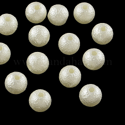 Perle di perle imitazione plastica opache tonde e opache, beige, 6mm, Foro: 1 mm, circa 5200pcs/500g
