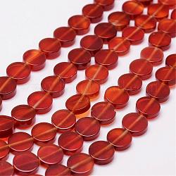 Natural Carnelian Beads Strands, Dyed & Heated, Flat Round, 10x4mm, Hole: 1.2mm, about 40pcs/strand