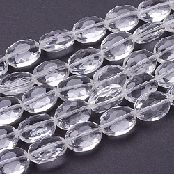 Fili di perline in vetro, fili di perline in cristallo, sfaccettato, ovale, chiaro, 16x12~13x7mm, Foro: 1 mm, 20 pcs / Filo, 12.5 pollice
