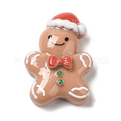 Cabochon in resina opaca a tema natalizio, per fare gioielli, uomo di pan di zenzero, 28x20x8mm