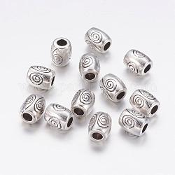 Perline in lega stile tibetano,  piombo & nichel & cadmio libero, barile, argento antico, circa 7 mm di lunghezza, 6 mm di larghezza, Foro: 2.5 mm