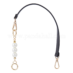 Cinghie per borsa in similpelle e prolunga in plastica con perline imitazione perla, con la lega di chiusura, nero, 51cm