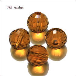 Perles d'imitation cristal autrichien, grade AAA, facetté (128 facettes), ronde, Sienna, 10mm, Trou: 0.9~1mm
