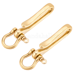 PandaHall Elite U-Shaped Brass Key Hook Shanckle Clasps, for Wallet Chain, Key Chain Clasp, Pocket Clip, Golden, 75x20x15mm, 2pcs