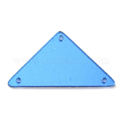 Triángulo acrílico espejo coser en pedrería, accesorios de prendas de vestir, Enlaces multifilares, azul real, 18x33x1.3mm, agujero: 1.2 mm