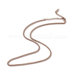 Placage ionique (ip) 304 collier chaîne de blé en acier inoxydable pour hommes femmes, or rose, 15.87 pouce (40.3 cm)