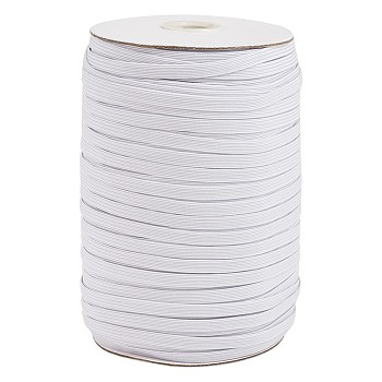 1/2-дюймовый плоский плетеный эластичный веревочный шнур, эластичный эластичный трикотаж с катушкой, белые, 12 мм, около 100 ярдов / рулон (300 фута / рулон)