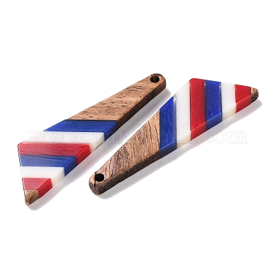 Подвески из непрозрачной полосатой смолы и орехового дерева в честь Дня независимости RESI-U010-02F-1