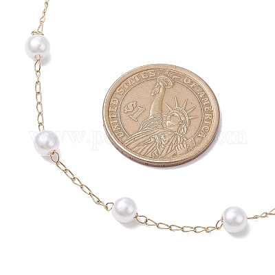 Круглые цепочные ожерелья из искусственного жемчуга NJEW-JN05144-1