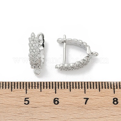 Фурнитура для серег из латуни с кубическим цирконием KK-Q051-02P-1