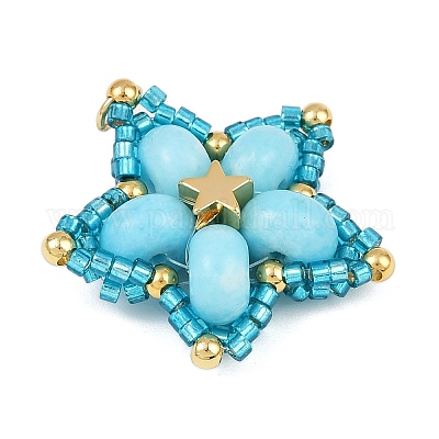 Подвески из стеклянного бисера ручной работы и синтетических окрашенных бусин императорской яшмы PALLOY-MZ00752-01-1